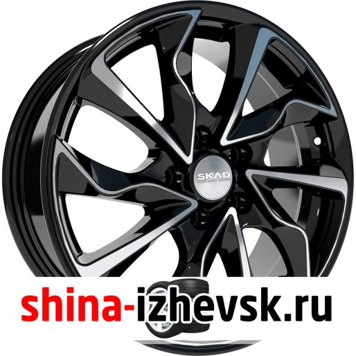 Колесный диск СКАД Marseille 7xR17 5×114.3 ET45 DIA66.1 черный глянцевый с полированной лицевой поверхностью в Ижевске